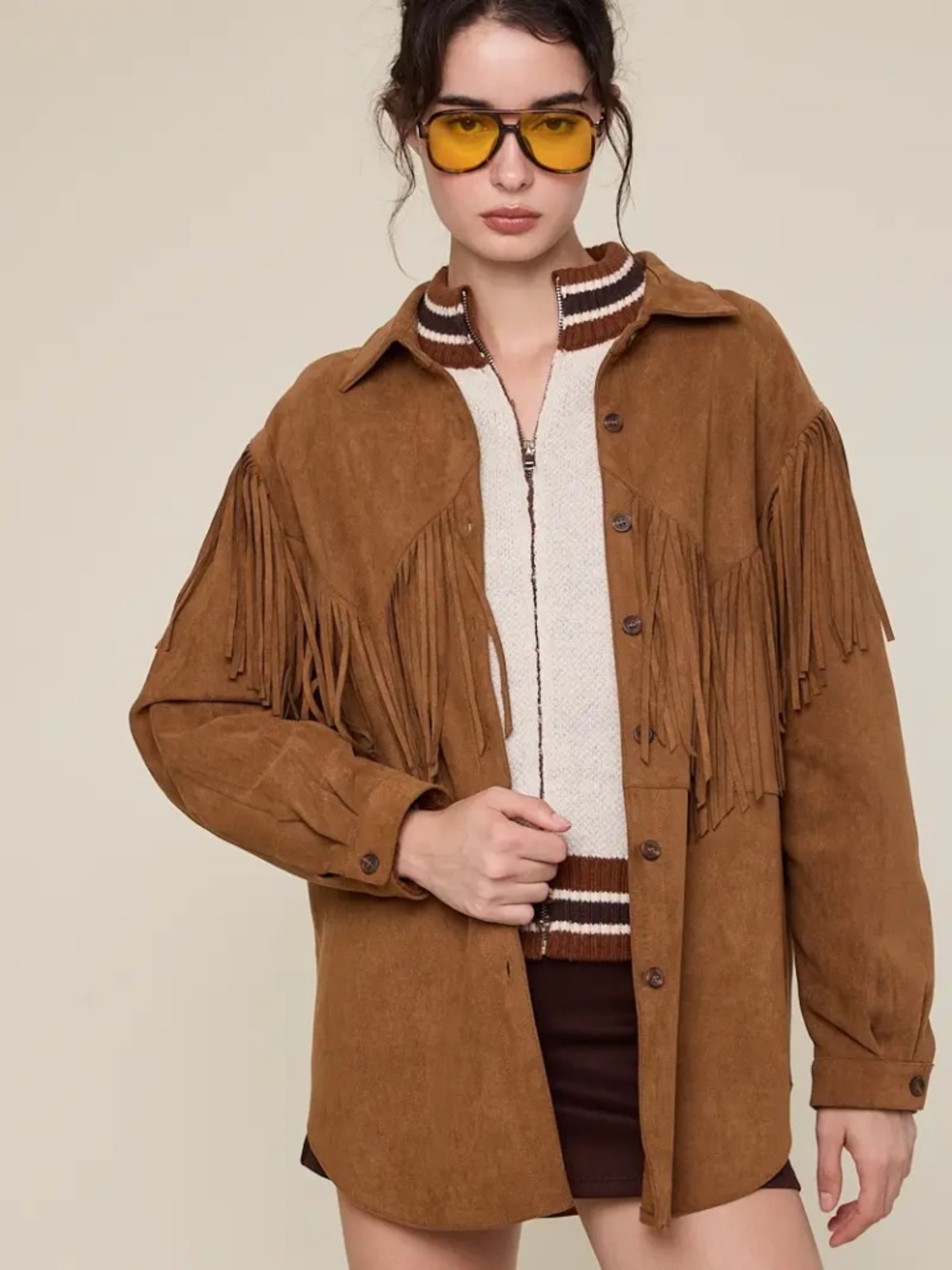 NWT Western Fringe Faux Suede Jacket